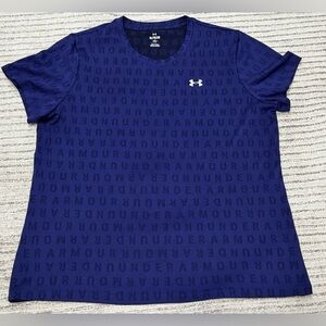 Under Armour Blue Logo Print Athletic T Shirt Size XL